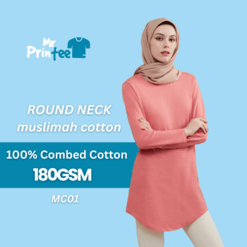 Round Neck Muslimah Cotton 180gsm